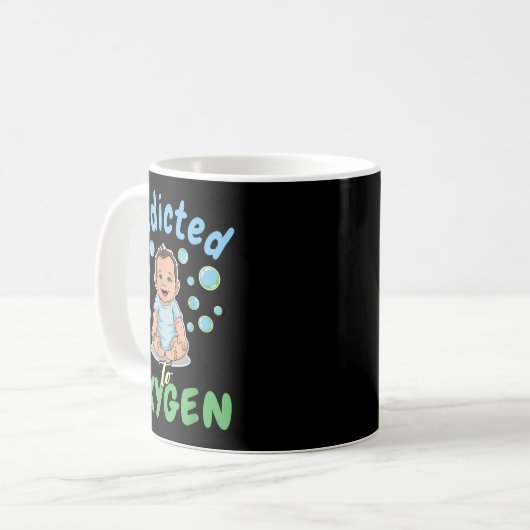 Addicted To Oxygen Baby Funny Bubbles Quote Gift Koffiemok (Voorkant links)