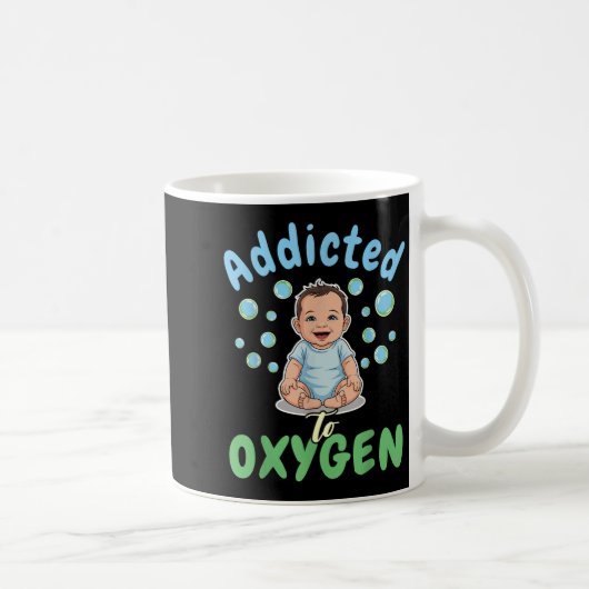 Addicted To Oxygen Baby Funny Bubbles Quote Gift Koffiemok (Rechts)