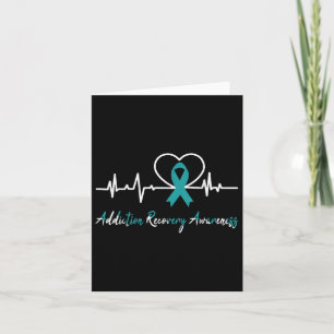 Addiction Recovery Awareness Heartbeat Blauwgroen Kaart