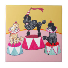 Addie's Circus Poodles Ceramic Tile Trivet Tegeltje