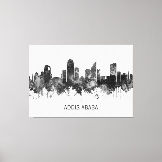 Addis Ababa Ethiopia skyline BW Canvas Afdruk (Voorkant)