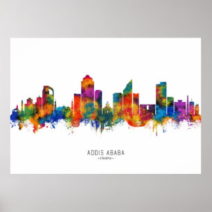 Addis Ababa Ethiopië skyline Poster