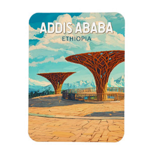 Addis Abeba Ethiopië Reis Kunst Vintage Magneet