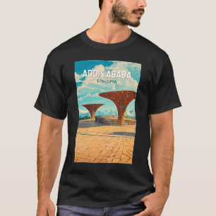 Addis Abeba Ethiopië Reis Kunst Vintage T-shirt