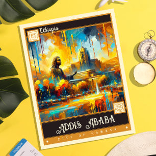 Addis Abeba, Ethiopië    schilderij Briefkaart