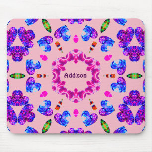 ADDISON ~ Glitterend hartpatroon ~ Gepersonaliseer Muismat