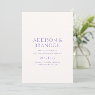 Addison Paarse Classic Elegante bruiloft Save The Date