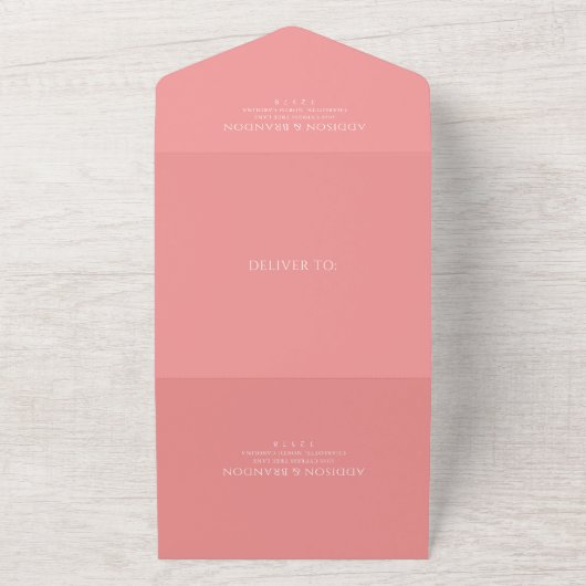 Addison Roze Classic Elegant Bruiloft All In One Uitnodiging (Buitenkant)