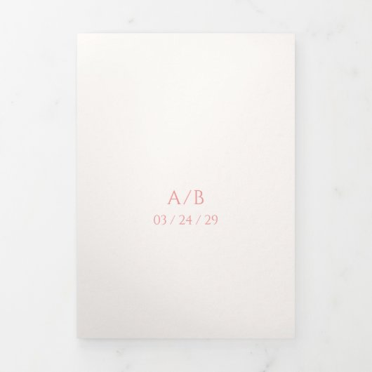 Addison Roze Classic Elegant Bruiloft Drieluik Uitnodiging (Cover)