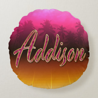 Addison Vorname Name golden pink Kissen Rond Kussen