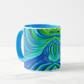 ADDISON ~ Zany 3D Fractal ~ Bleu Vert Mug (Devant gauche)