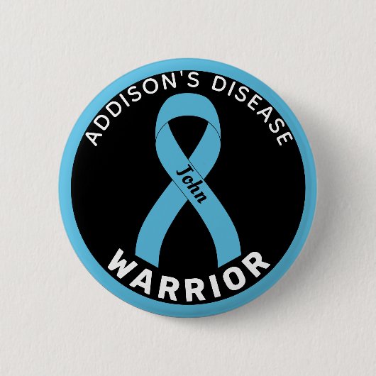 Addison's Disease Warrior Ribbon Black Button (Voorkant)