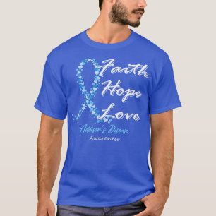 Addisons Ziekte Bewustzijn Geloof Hoop Liefde Glit T-shirt
