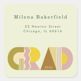Address Return Label Grad Graduation Retro Sticker