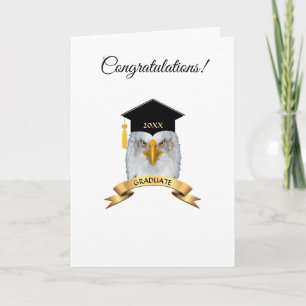 Adelaar afstudeercongratulaties op wit kaart