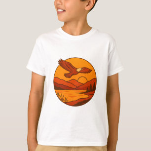 Adelaar bij zonsondergang - Retro-wilderniskunst v T-shirt