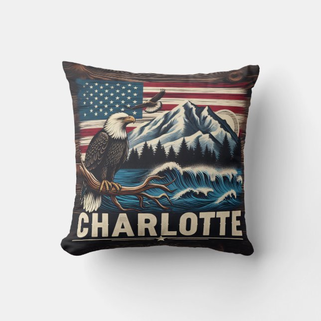 Adelaar boven berglandschap met golven kussen (Voorkant)