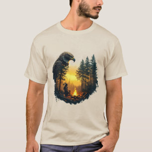 🦅 Adelaar boven wildernis kampvuur zonsondergang  T-shirt