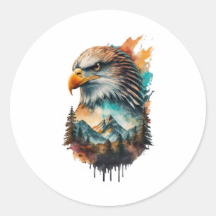 Adelaar en een berg natuurlijke landschap ronde sticker