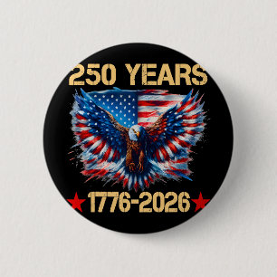 Adelaar en Vlag 250 Jaar 1776-2026 250ste Verjaard Ronde Button 5,7 Cm