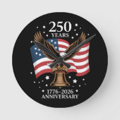 Adelaar en Vlag 250 Jaar Amerika 1776-2026 Ronde Klok (Voorkant)
