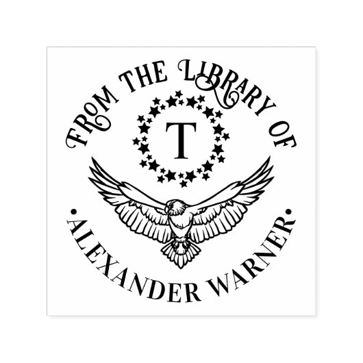 Adelaar Enkele Initiële Sterkrans Bibliotheek Boek Zelfinktende Stempel (Design)