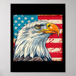 Adelaar hoofd Usa vlag Us vlag Poster