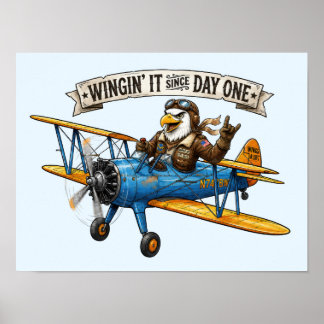 Adelaar in vrije vlucht poster