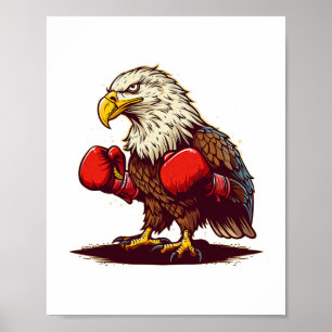 Adelaar met bokshandschoenen voor een koel en fel poster