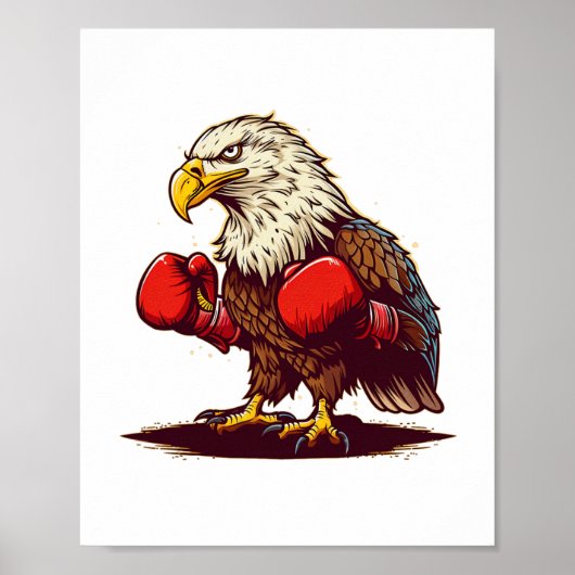 Adelaar met bokshandschoenen voor een koel en fel poster (Voorkant)