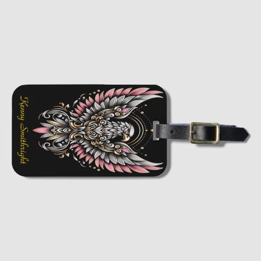 Adelaar met roze vleugels bagagelabel (Voorkant (horizontaal))