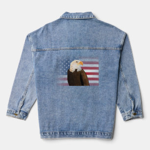 Adelaar met vervaagde Amerikaanse vlag Denim Jacket