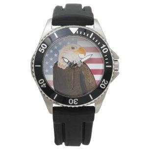 Adelaar met vervaagde Amerikaanse vlag Horloge
