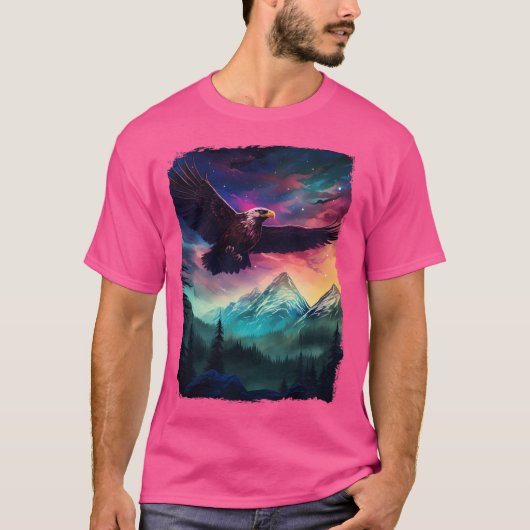 Adelaar Noorderlicht Aurora Borealis landschapsber T-shirt (Voorkant)