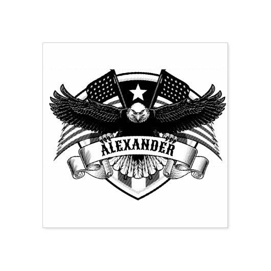 Adelaar Patriottische Patch Rubberstempel (Afrduk)