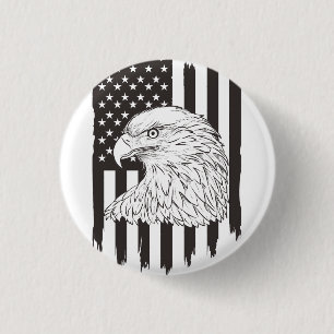 Adelaar stijgt met Amerikaanse vlag Ronde Button 3,2 Cm