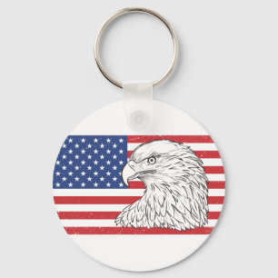 Adelaar stijgt met Amerikaanse vlag Sleutelhanger