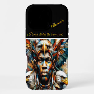 Adelaar-versierde Afrikaanse krijger, AI-kunst iPhone 16 Pro Max Hoesje