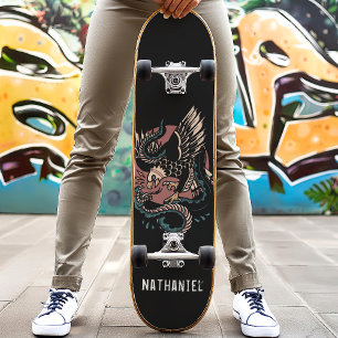 Adelaar Vs Slang Retro Tattoo Stijl Aangepaste Naa Skateboard