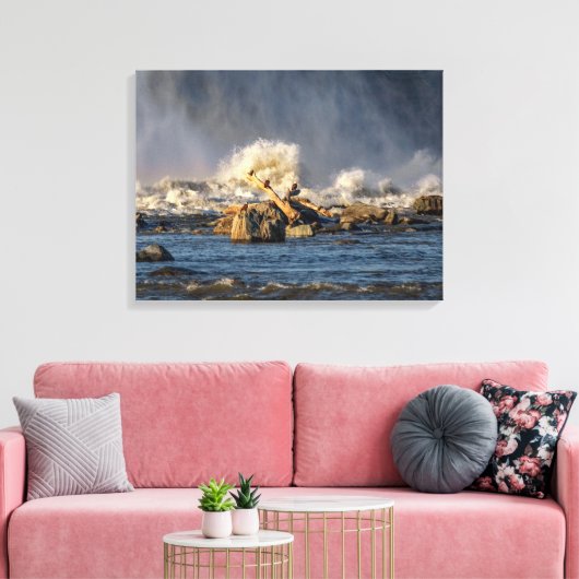Adelaars en ruw water canvas afdruk (Insitu (Woonkamer))