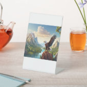 Adelaars hoog boven de bergen, een symbool reclamebord met voetstuk (Insitu)