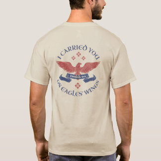 Adelaar's Vleugels Schrift Exodus 19:4 Rood/Blauw T-shirt