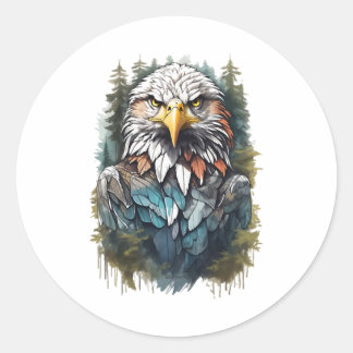 Adelaarskop in bos ronde sticker