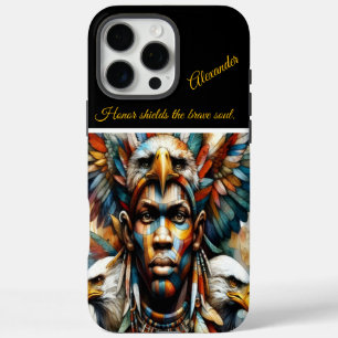 Adelaarsversierde Afrikaanse krijger, AI-kunst iPhone 16 Pro Max Hoesje