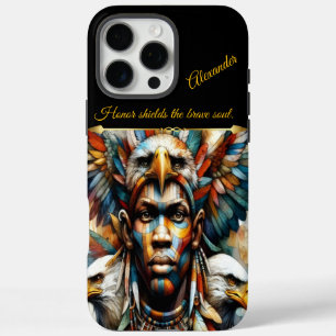 Adelaarsversierde Afrikaanse krijger, AI-kunst iPhone 16 Pro Max Hoesje