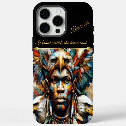 Adelaarsversierde Afrikaanse krijger, AI-kunst Case-Mate iPhone Case (Achterkant)