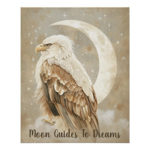 Adelaarsvogel baby slapen op de maan perfect poster