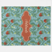 Adelaide Aqua Strawberry Vine Fleece Deken (Voorkant (Horizontaal))