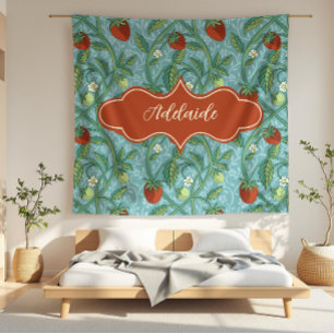 Adelaide Aqua Strawberry Vine Fleece Deken