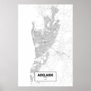 Adelaide, Australië (zwart op wit) Poster